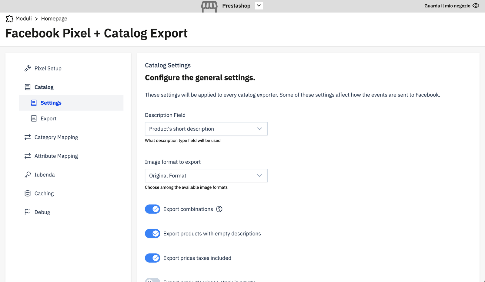 Catalog Settings
